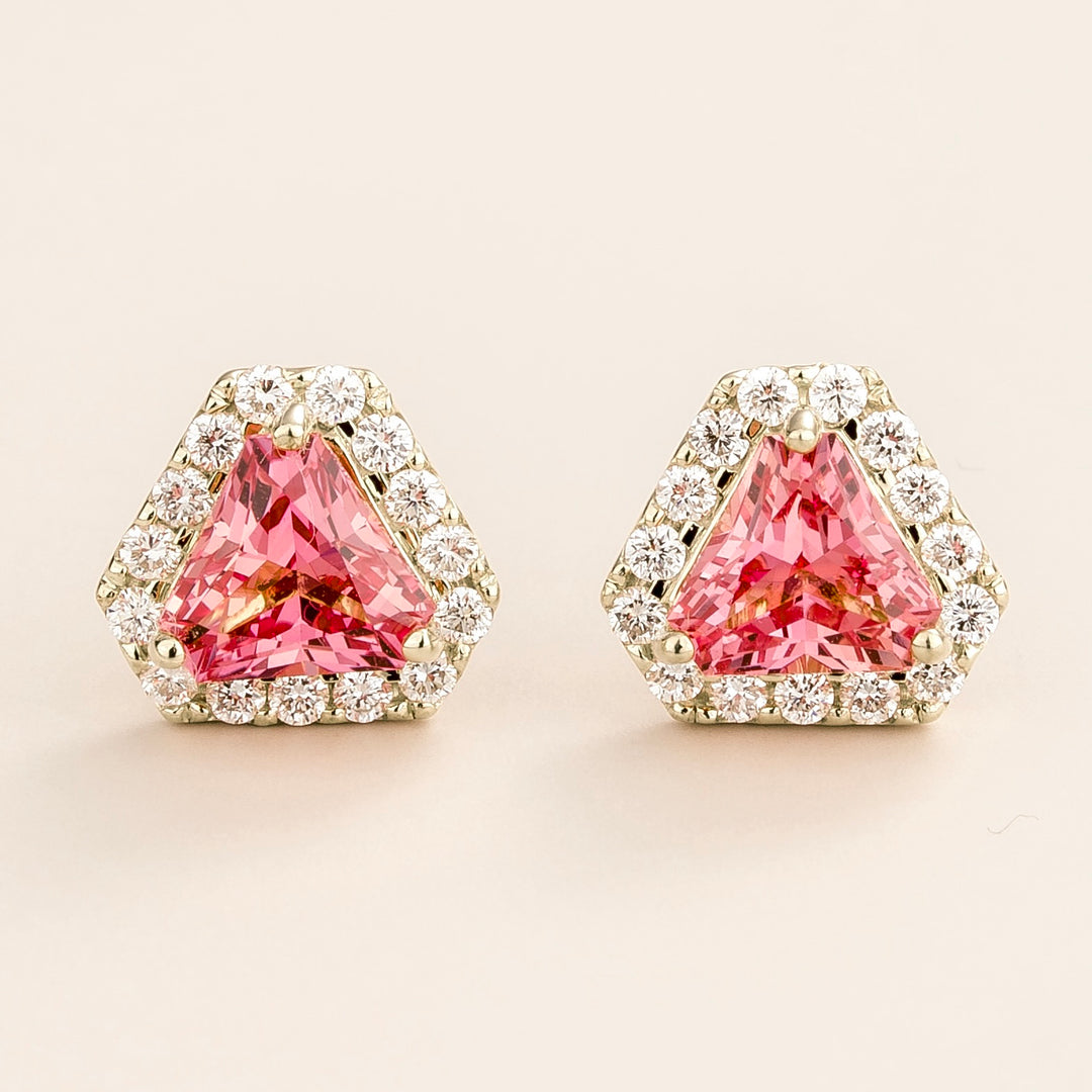 Diana White Gold Earrings Padparadscha Sapphire & Diamond