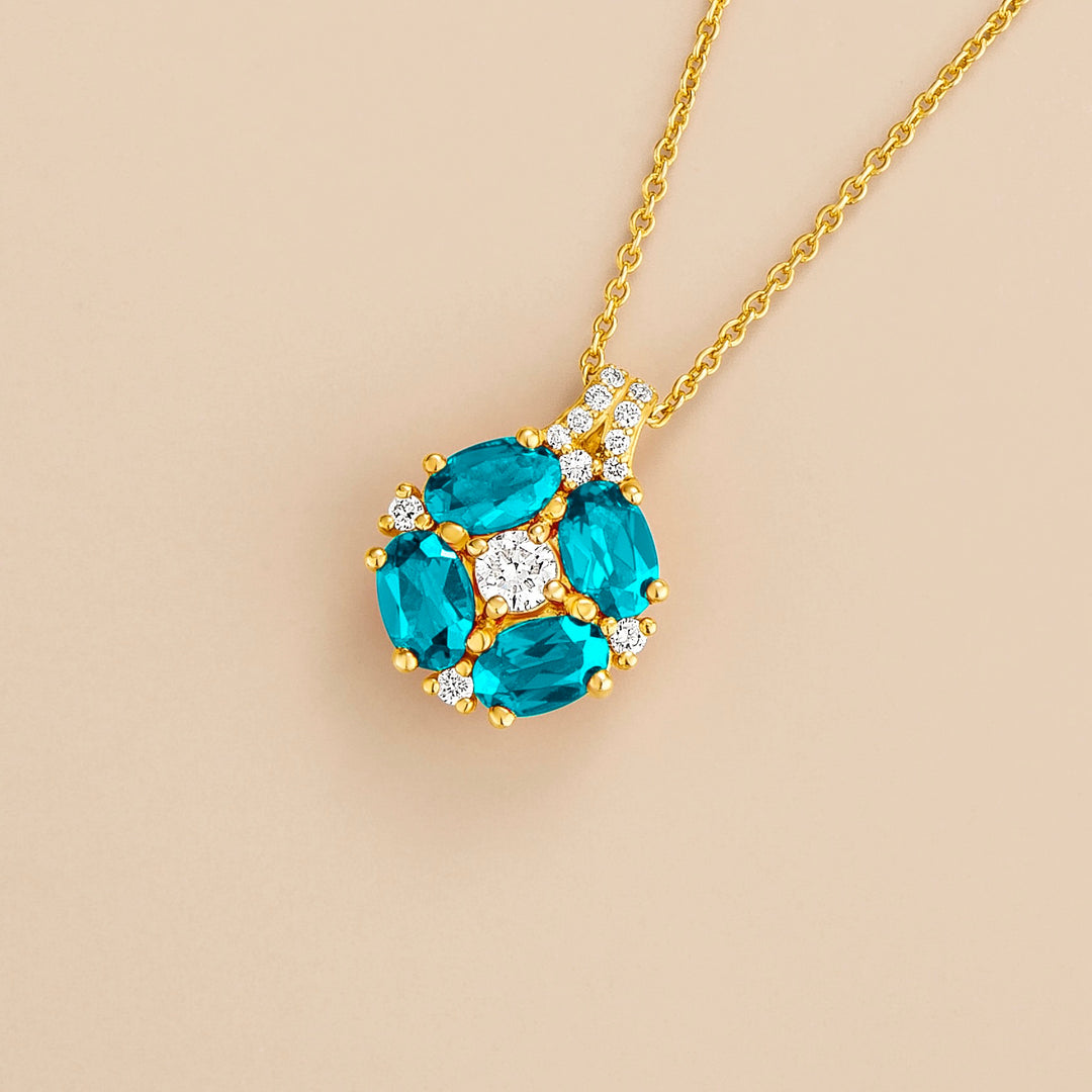 Pristi Gold Necklace Diamond & Paraiba Sapphire