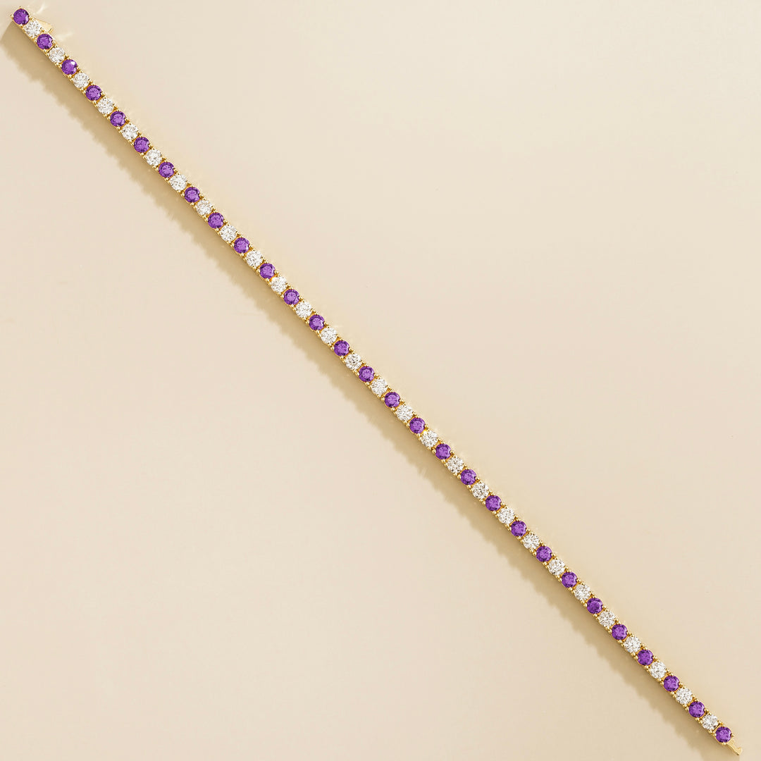 Ciclo gold tennis bracelet set with Purple sapphire and Diamond