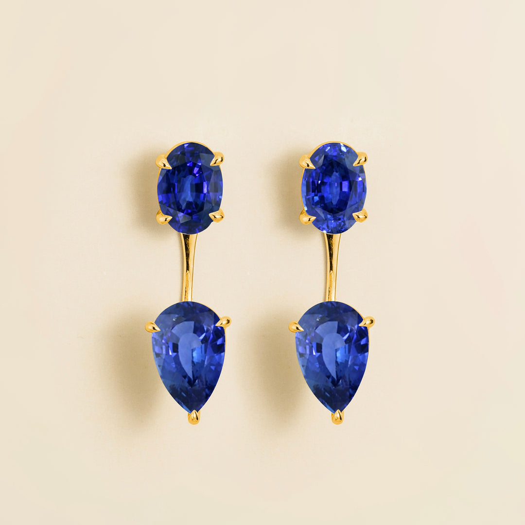 Juli gold earrings set with Blue sapphires