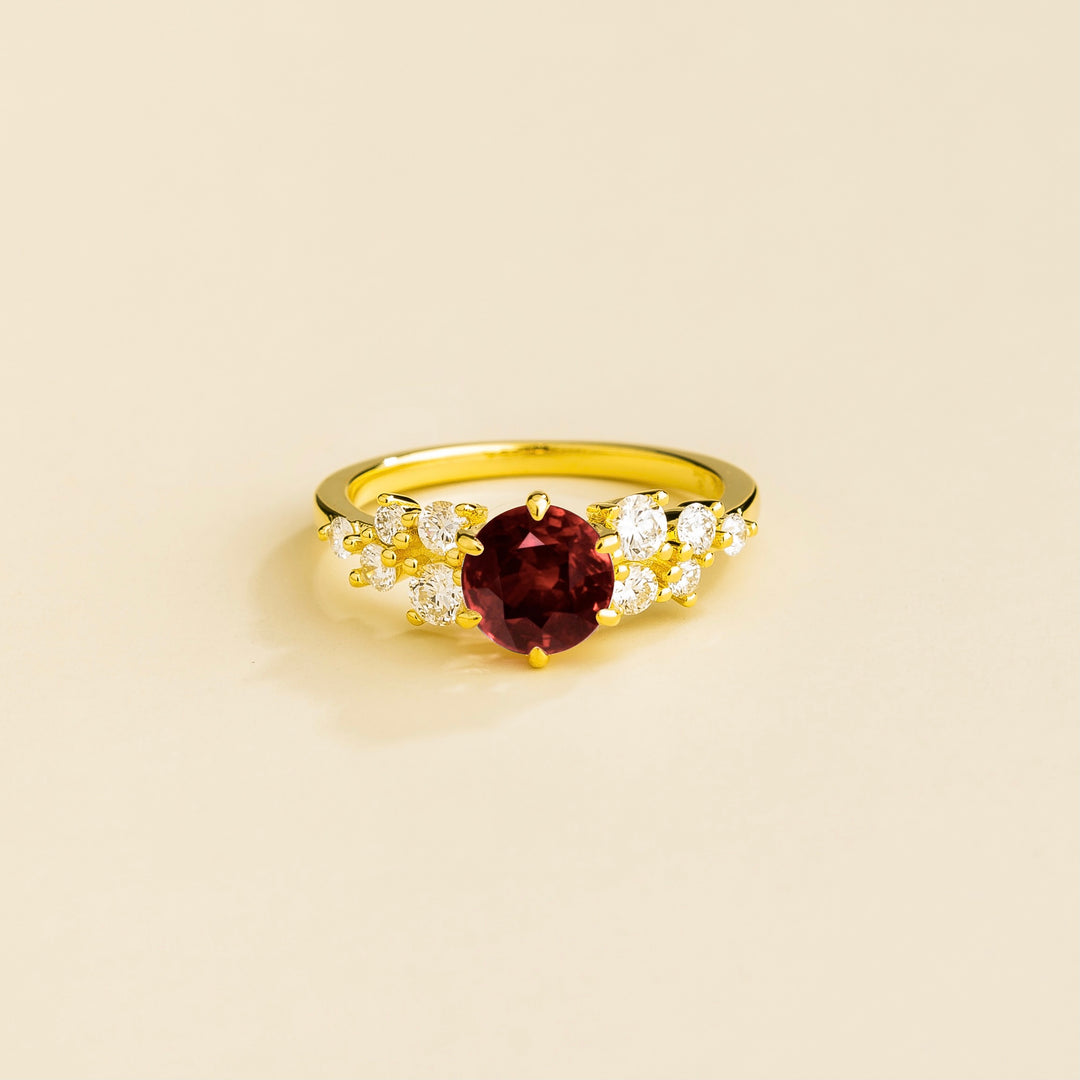 Floret gold ring in Ruby sapphire & Diamonds