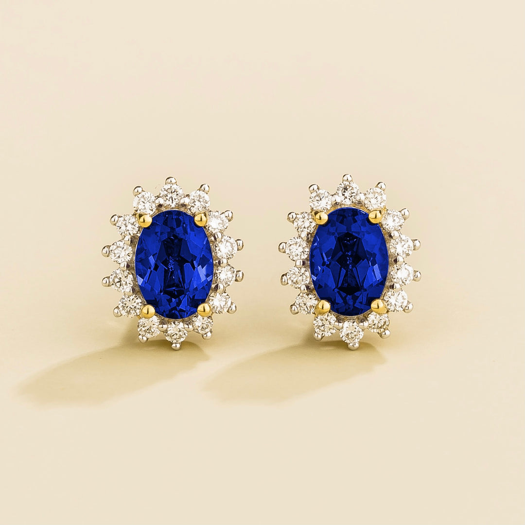 Divo Gold Earrings Set With Blue Sapphire & Diamond