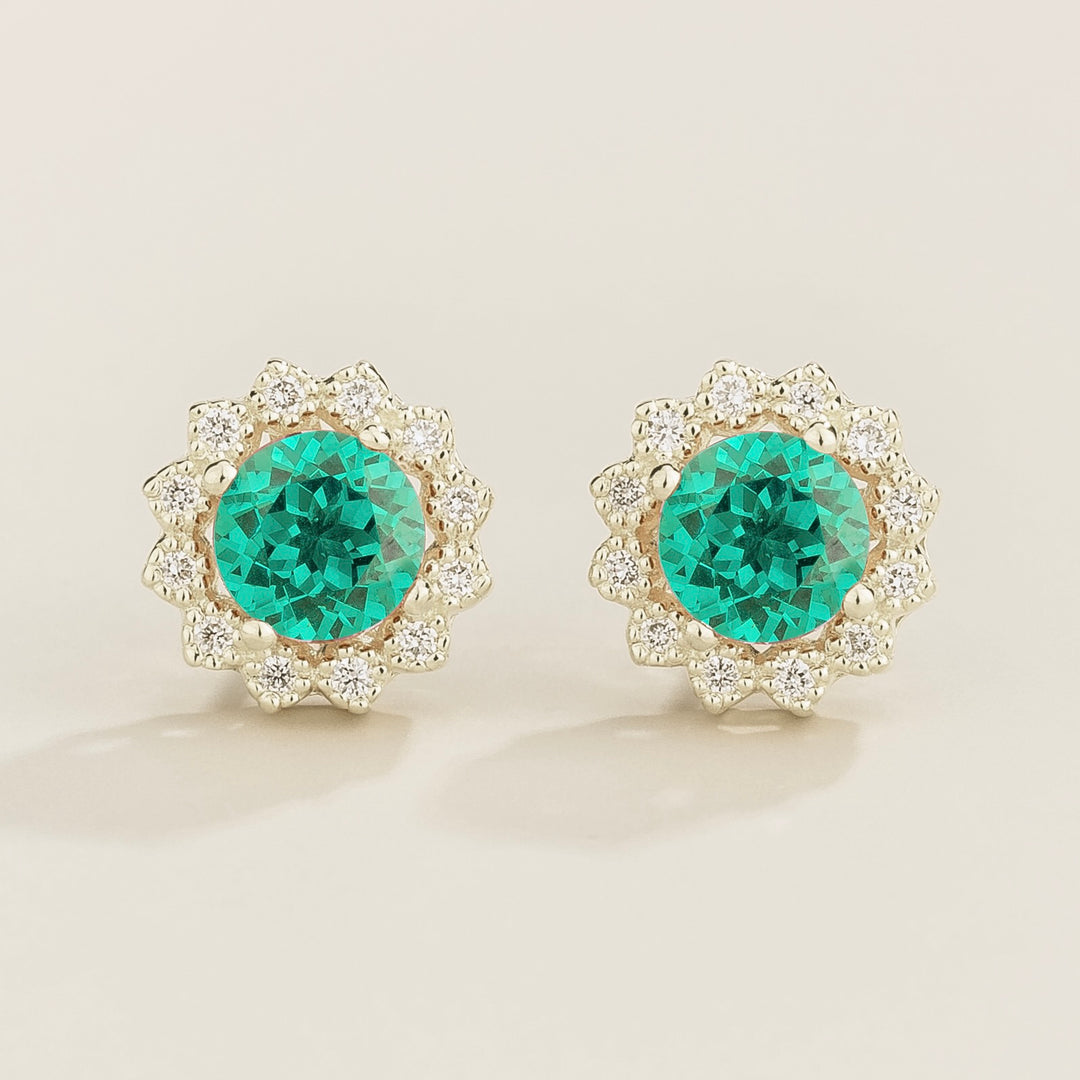 Solen White Gold Earrings Set With Paraiba Sapphire & Diamond