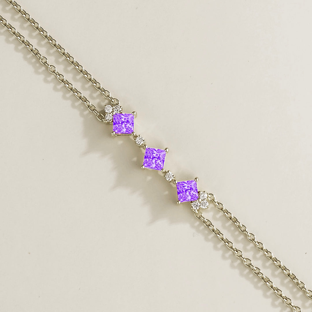 Forma White Gold Bracelet Set With Purple Sapphire and Diamond