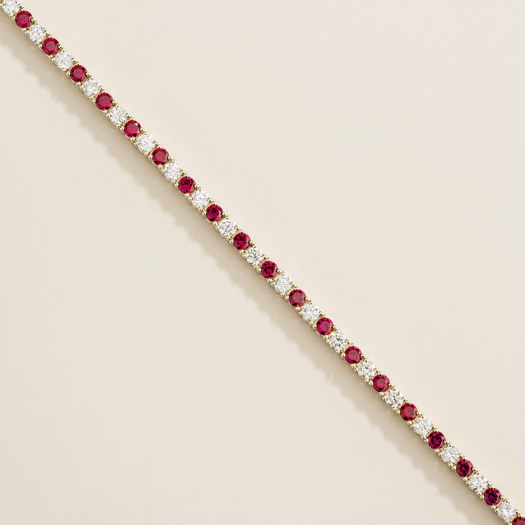 Ciclo white gold tennis bracelet set with Ruby and Diamond