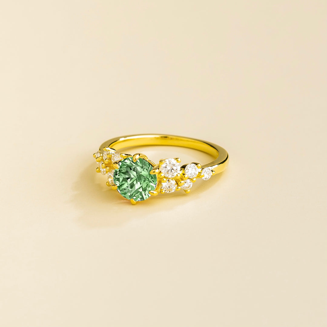 Floret gold ring in Green sapphire & Diamonds