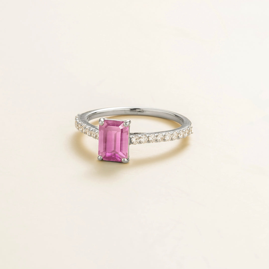 Thamani White Gold Ring In Pink Sapphire & Diamond