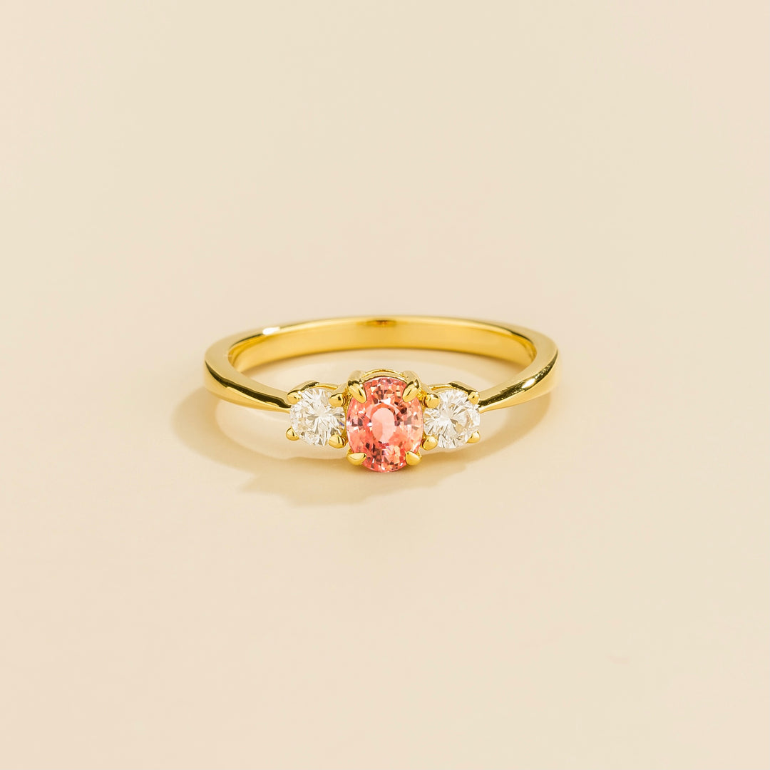 Boble gold ring set with Padparadscha sapphire and Diamonds