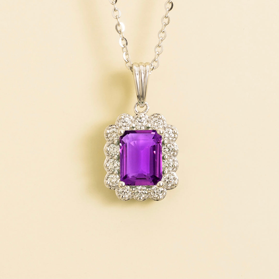 Verda White Gold Necklace In Purple Sapphire and Diamonds