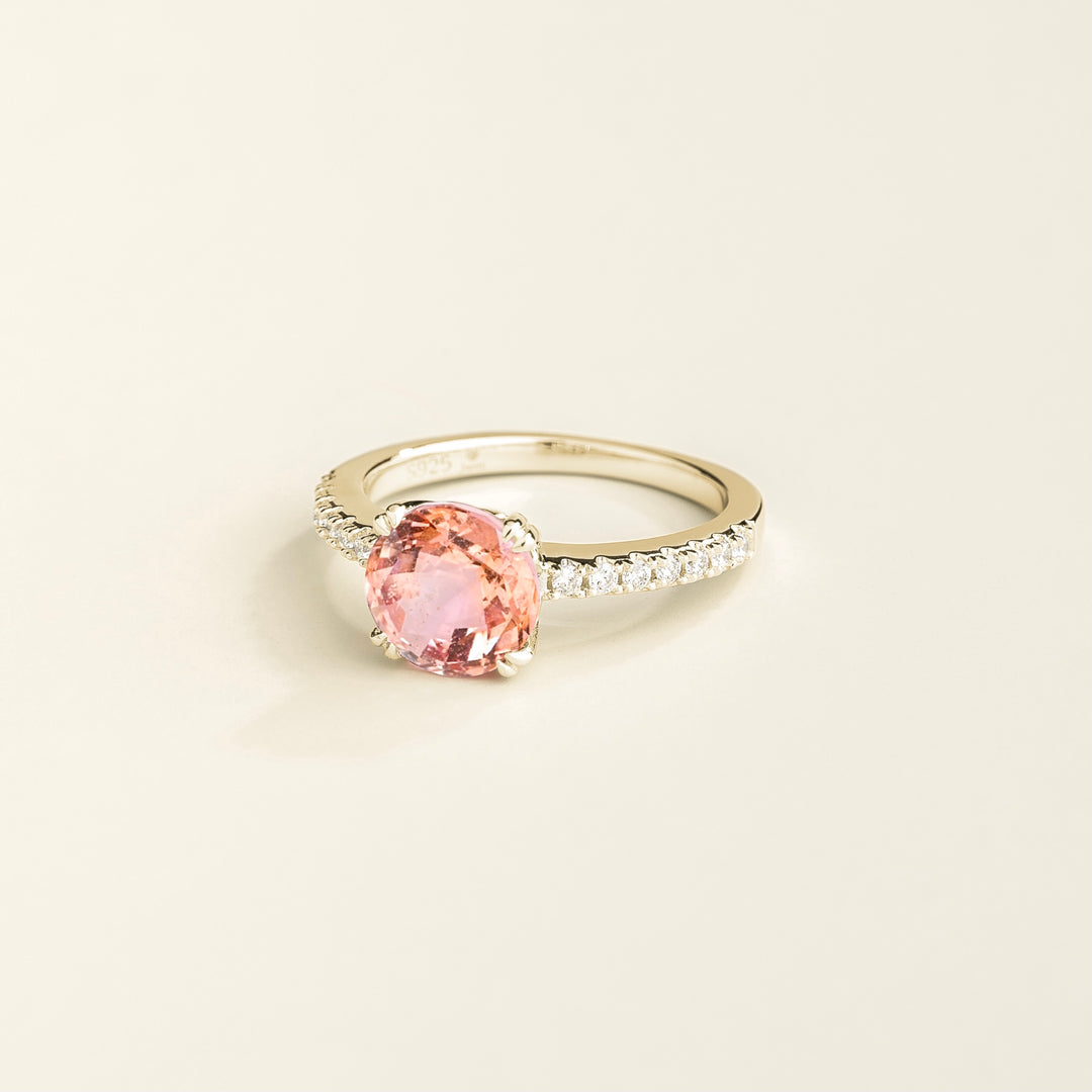 Solen gold ring Padparadscha sapphire & Diamonds