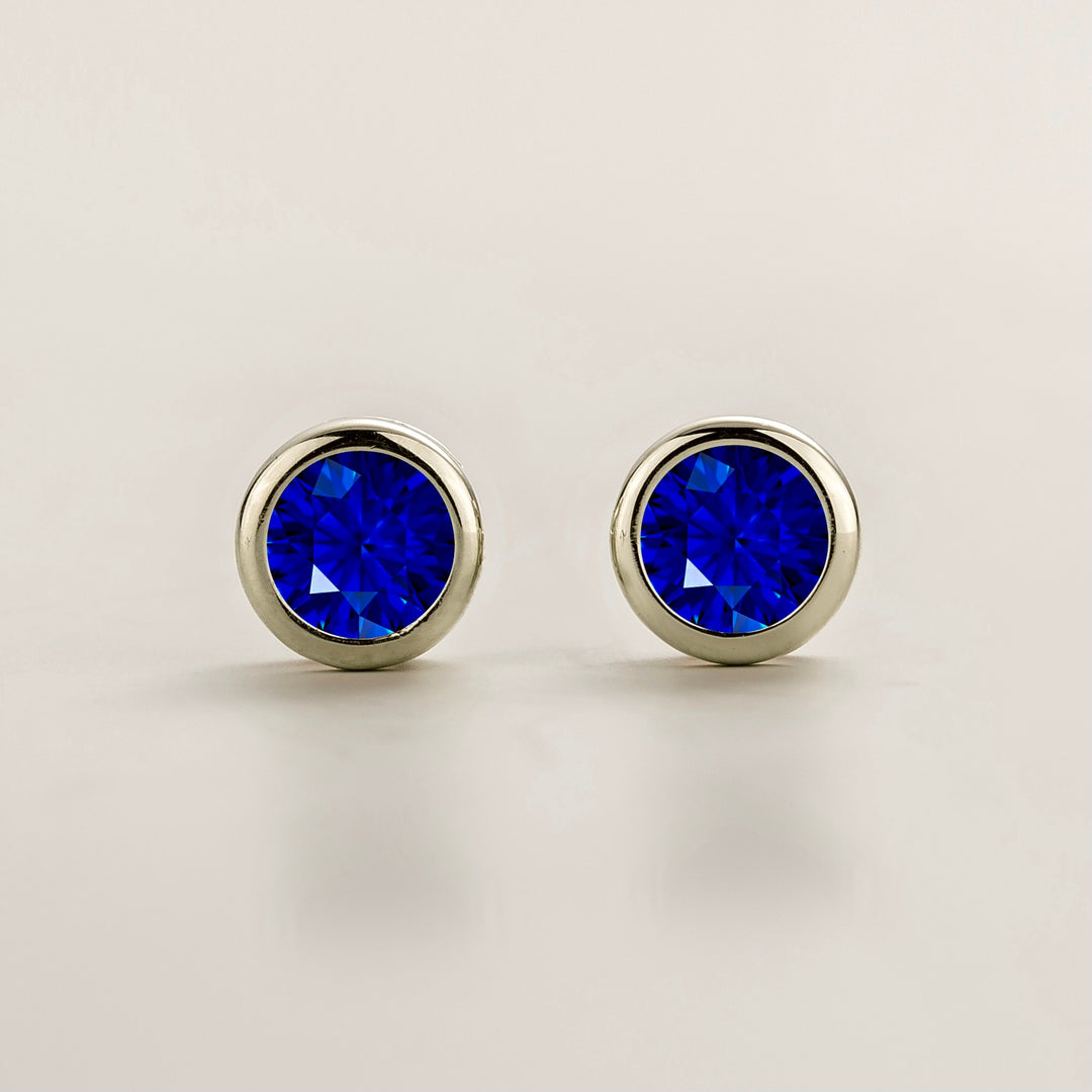 Margo White Gold Earrings Set With Blue Sapphire