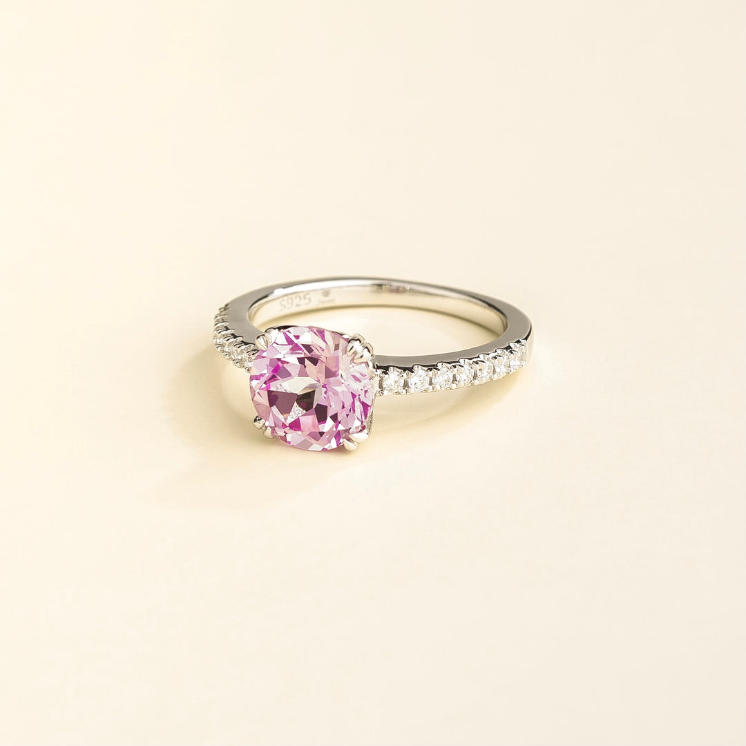 Solen white gold ring Pink sapphire & Diamond