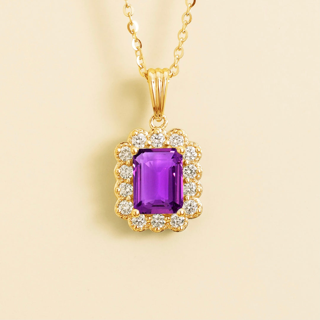 Verda Gold Necklace In Purple Sapphire and Diamonds