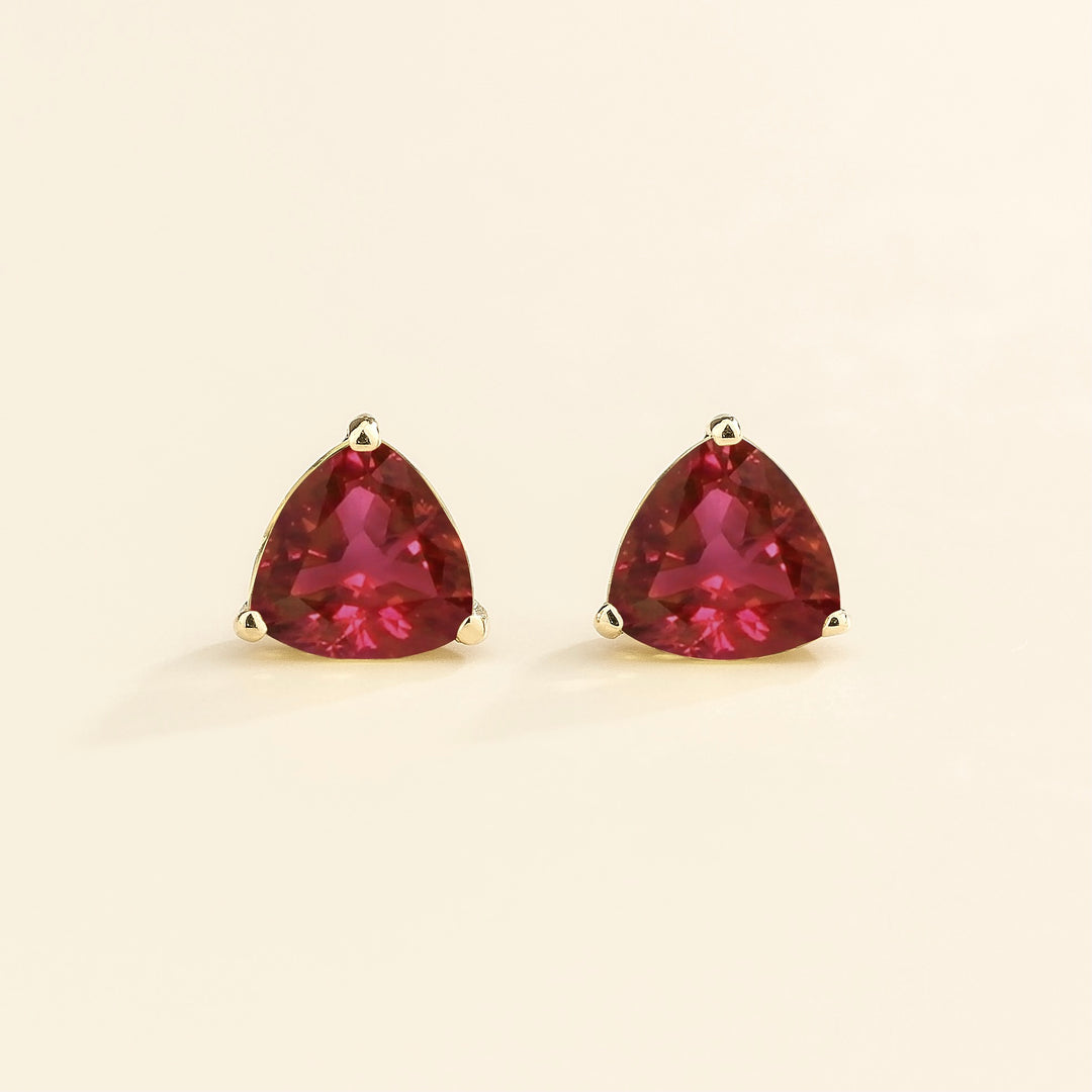 Trillion white gold earrings set with Ruby