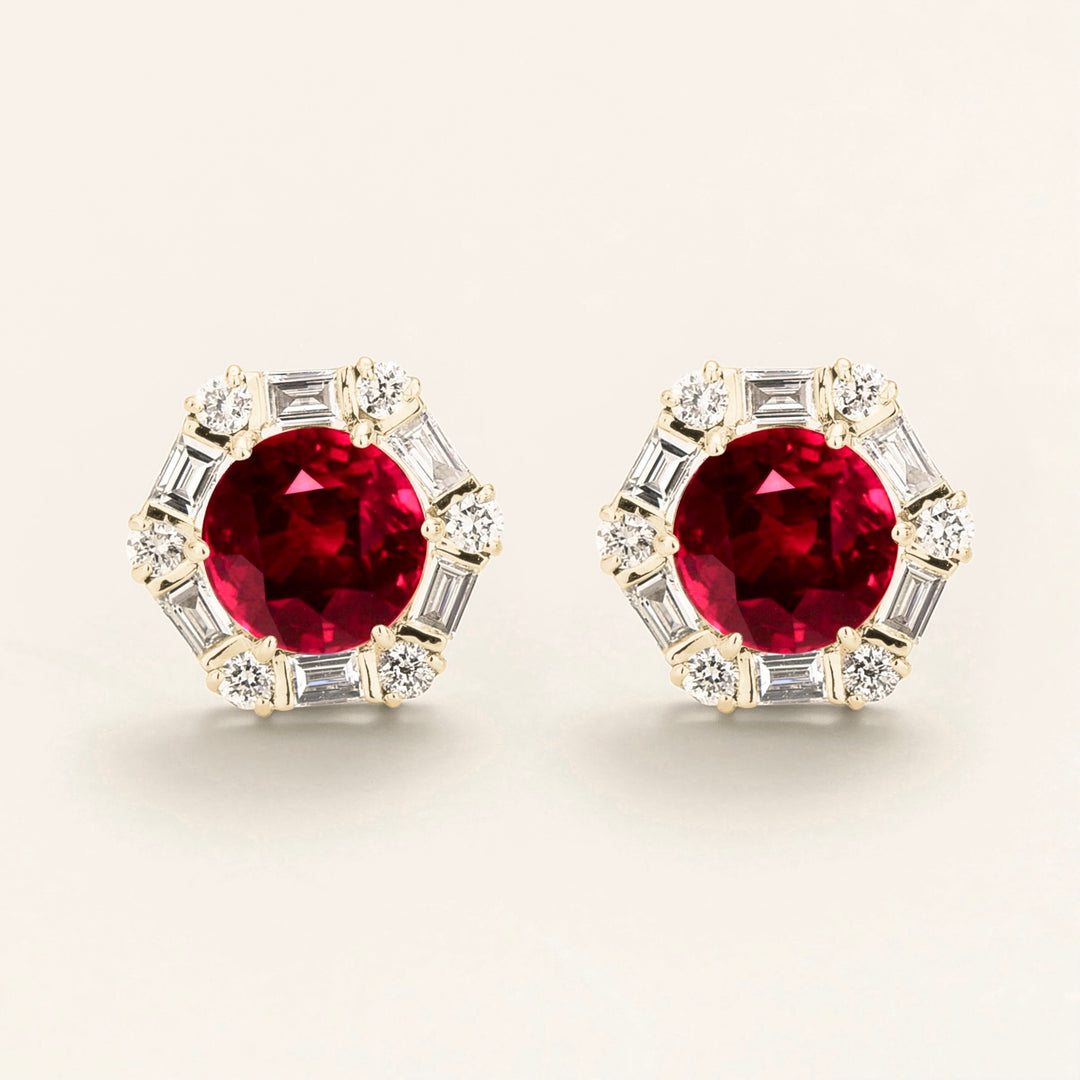 Melba White Gold Earrings Set With Ruby & Diamond