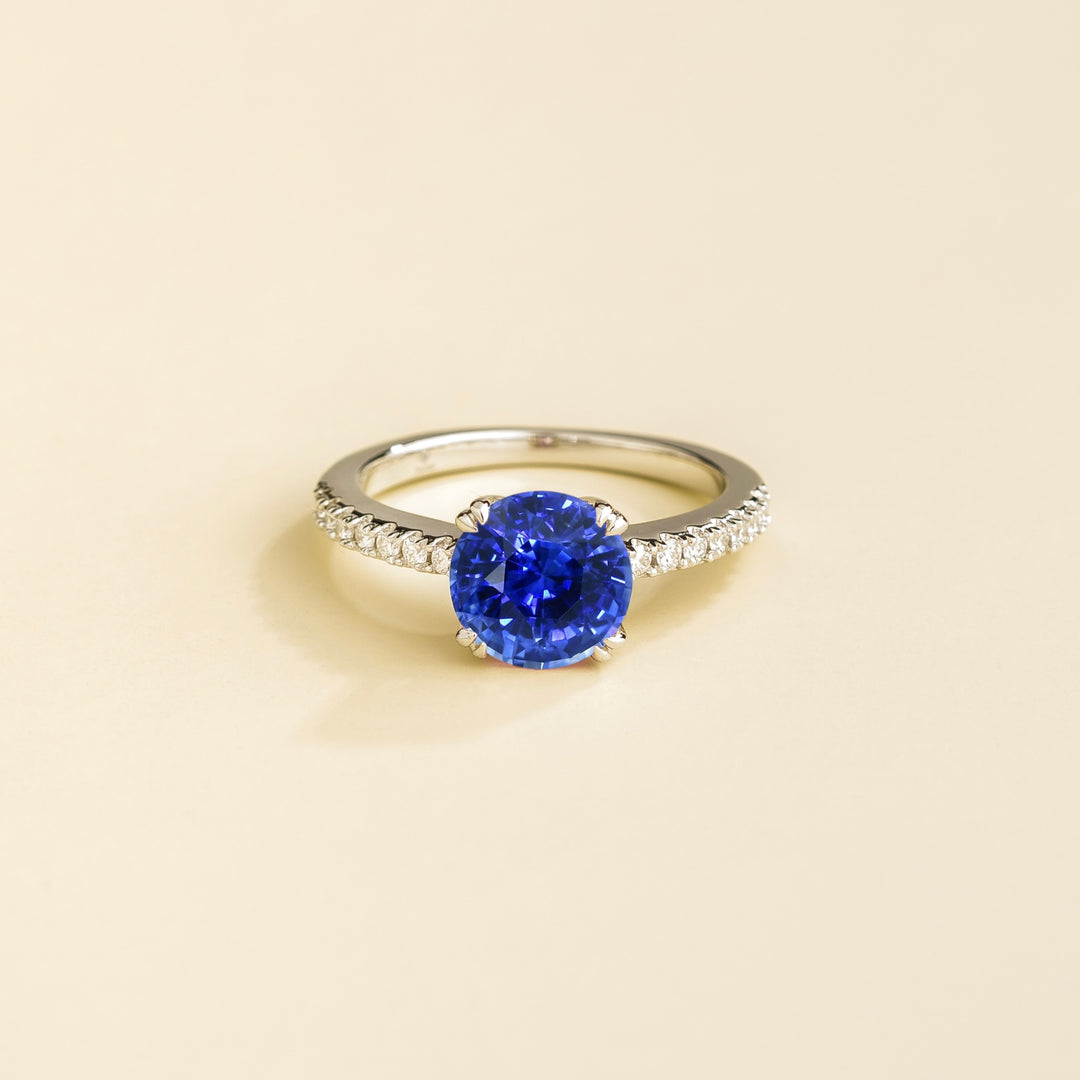 Solen white gold ring Blue sapphire & Diamond