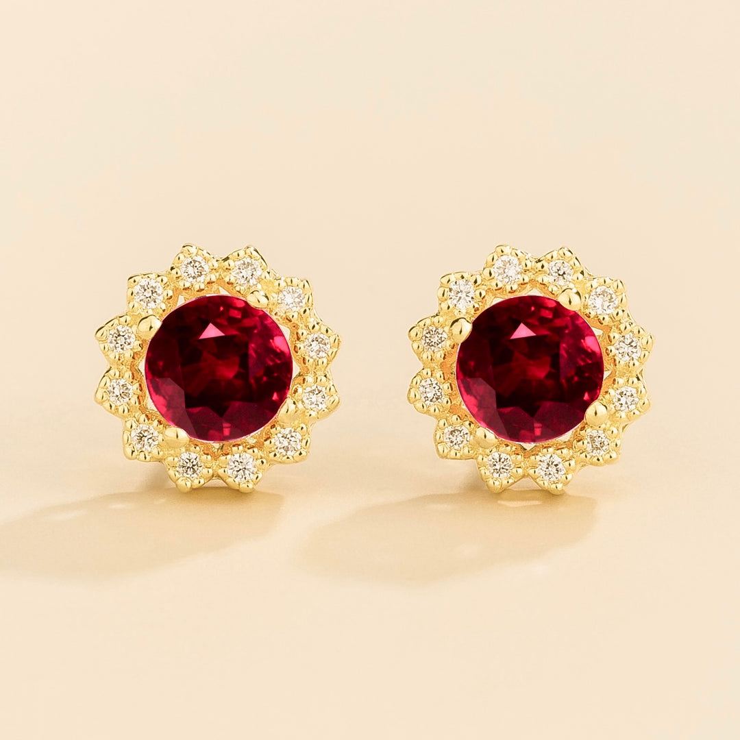 Solen Gold Earrings Set With Ruby & Diamond