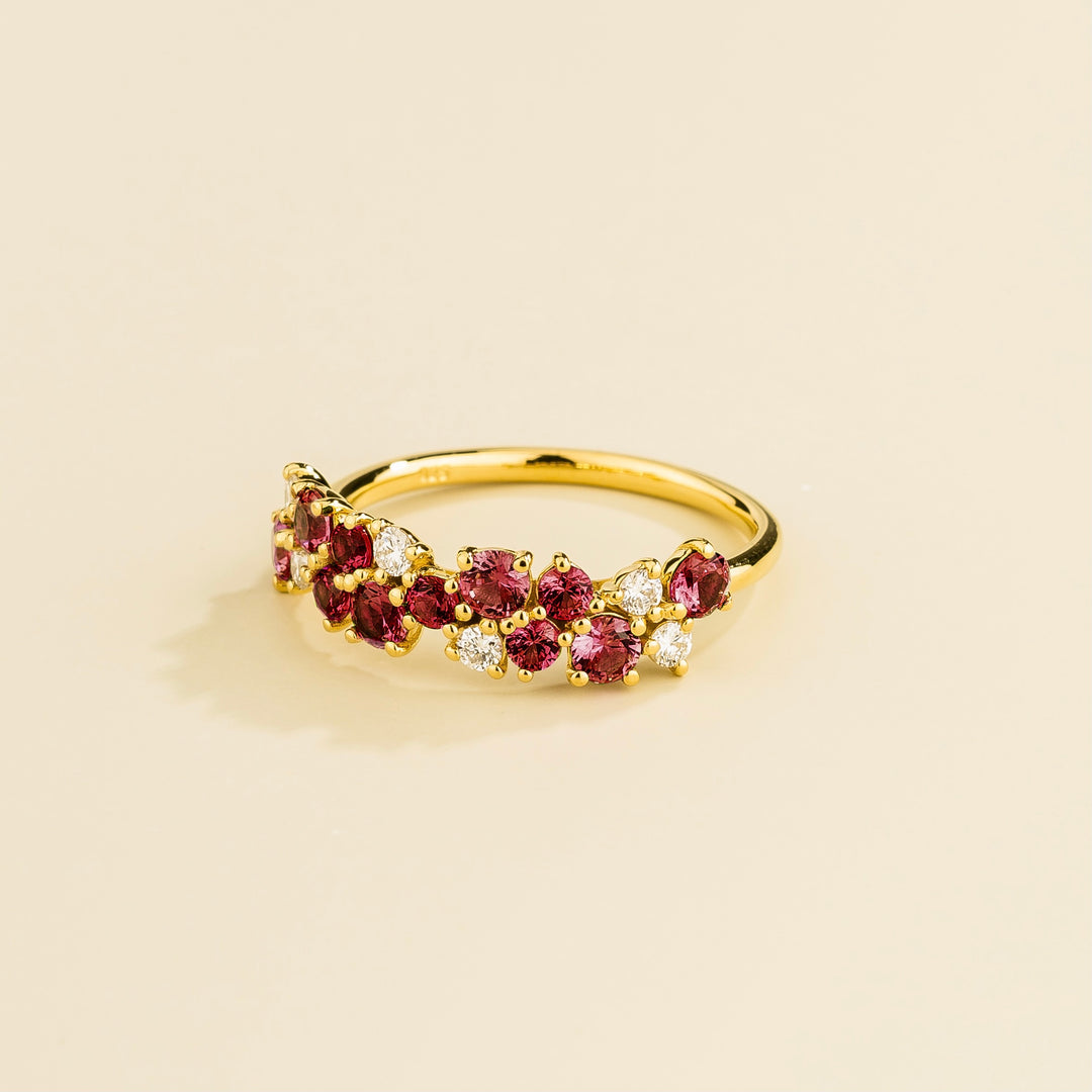 Starry Gold Ring Ruby & Diamond