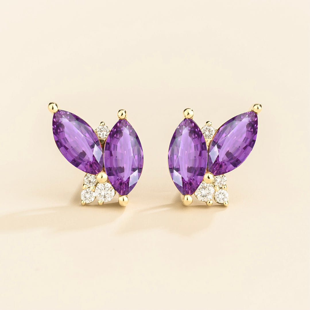 Vento White Gold Earrings Purple Sapphire & Diamond