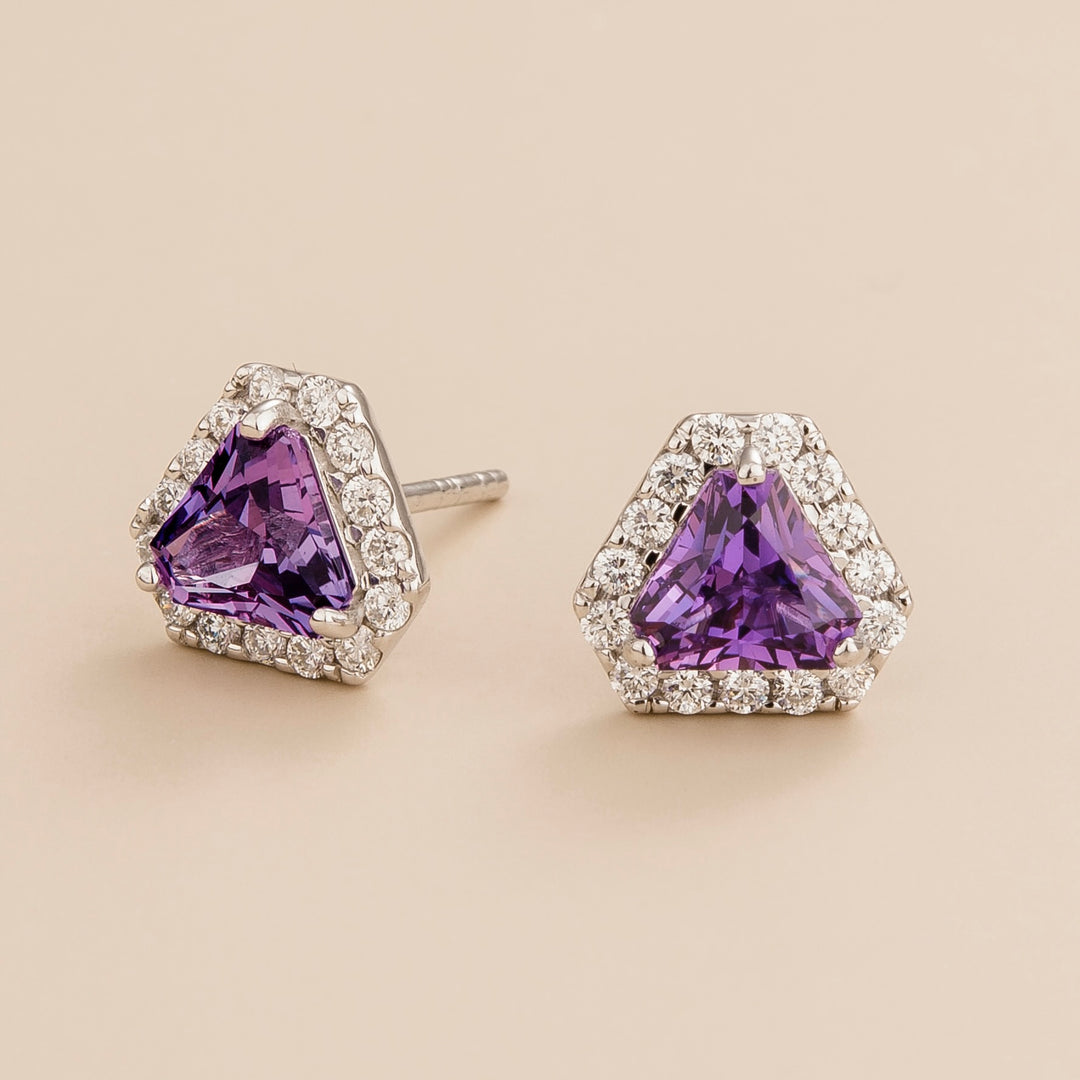 Diana White Gold Earrings Purple Sapphire & Diamond