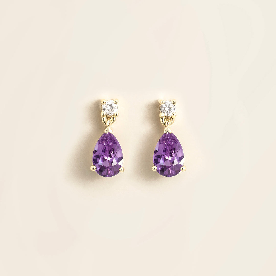 Pisa white gold earrings set with Purple sapphire & Diamond