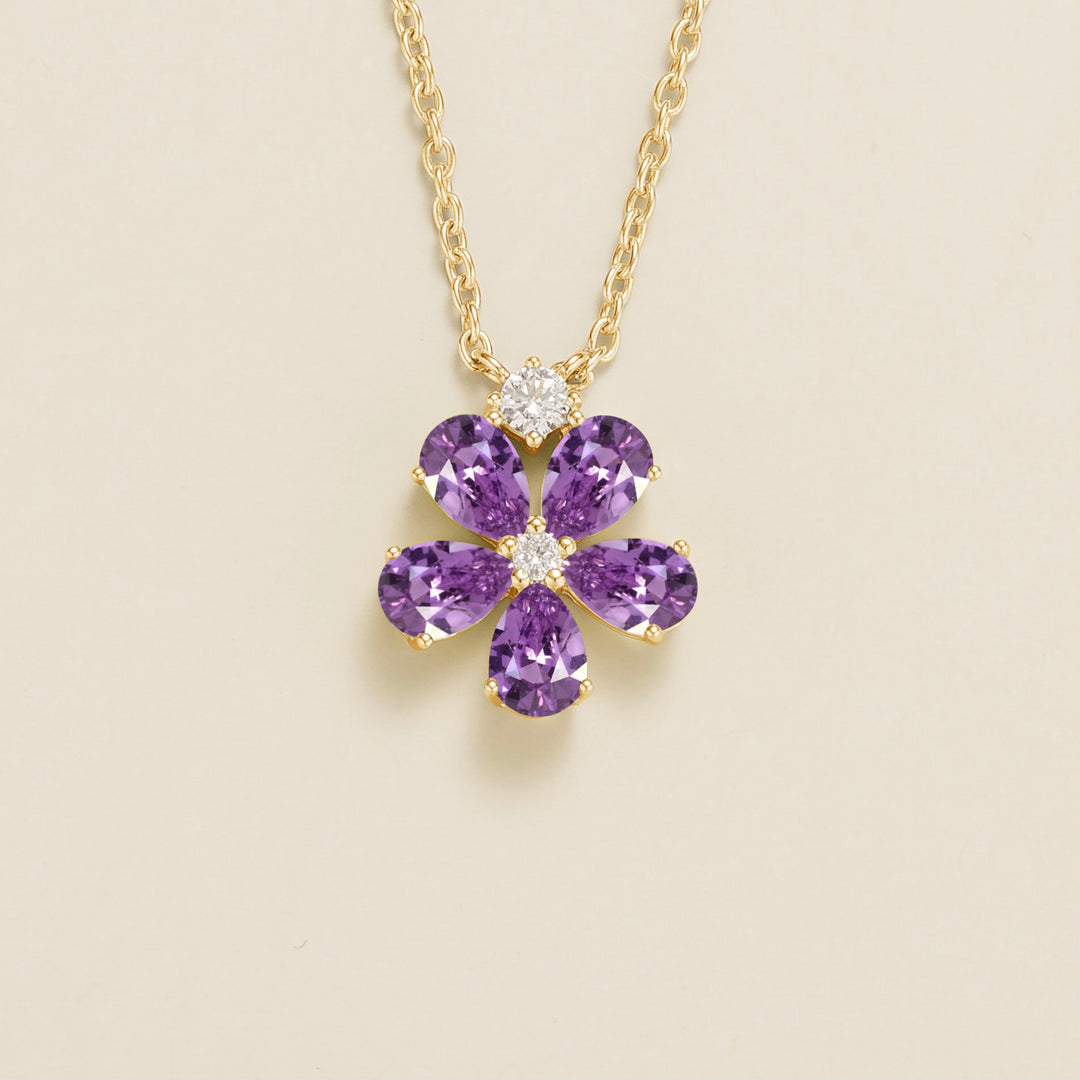 Florea Gold Necklace Purple Sapphire & Diamond