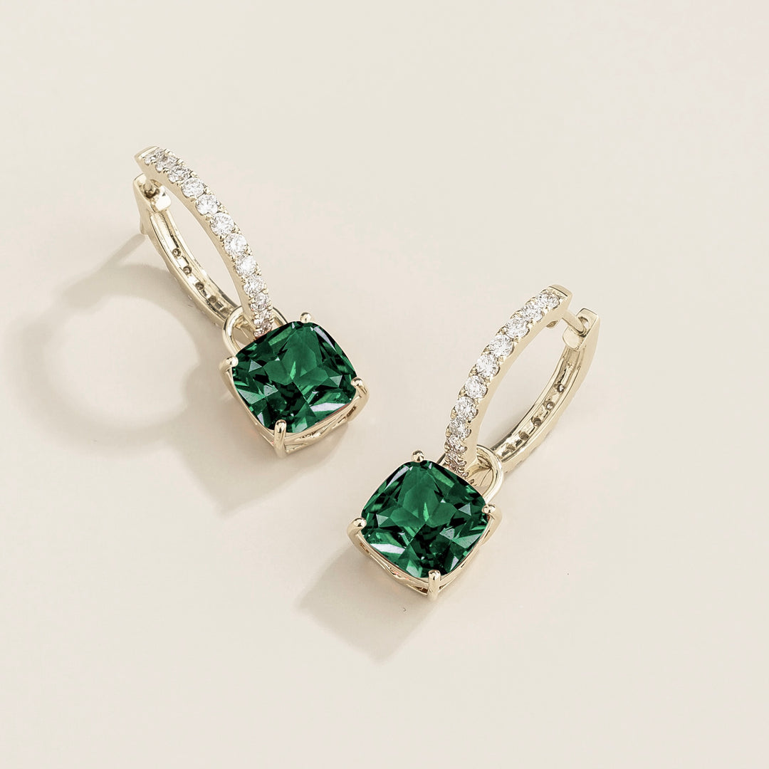 Oreol White Gold Earrings Set With Emerald & Diamond