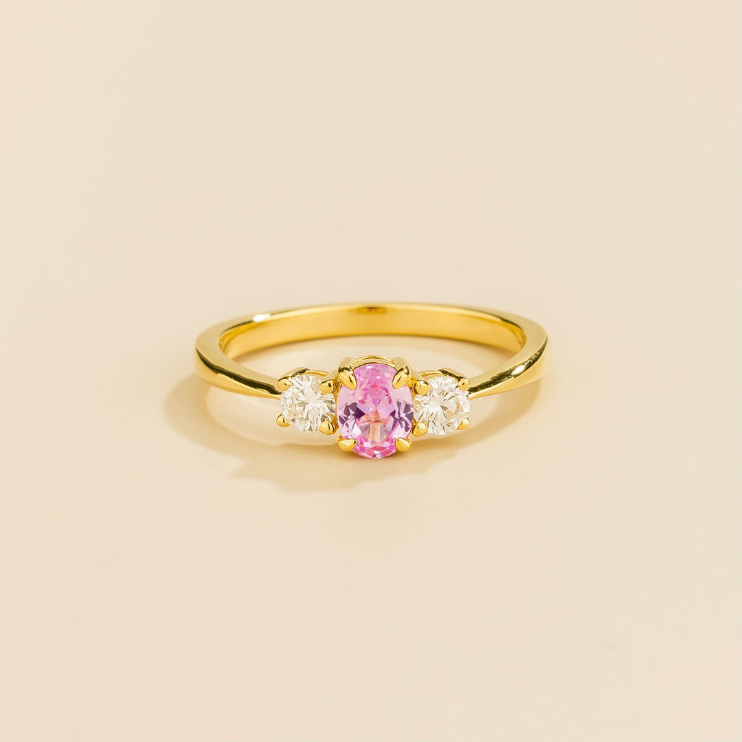 Boble gold ring set with Pink sapphire and Diamonds