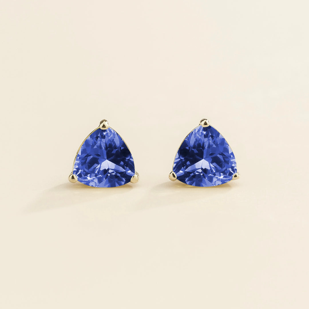 Trillion white gold earrings set with Blue sapphires