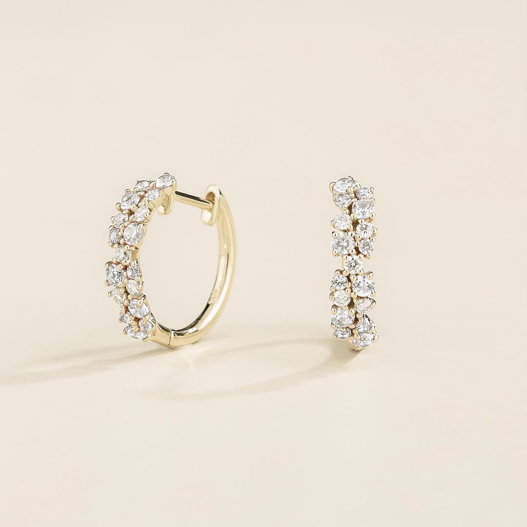 Starry White Gold Huggie Earrings set with Diamonds