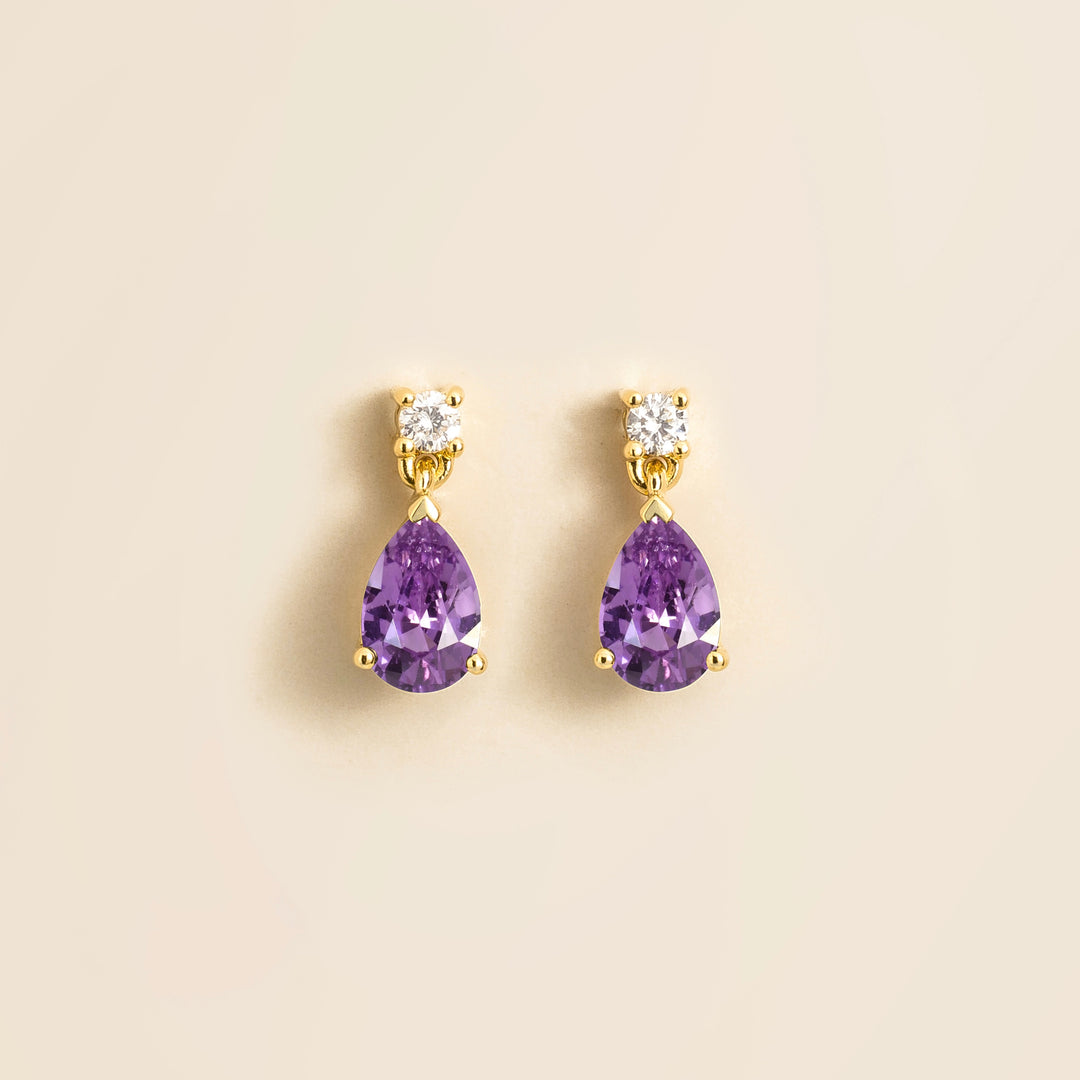 Pisa gold earrings set with Purple sapphire & Diamond