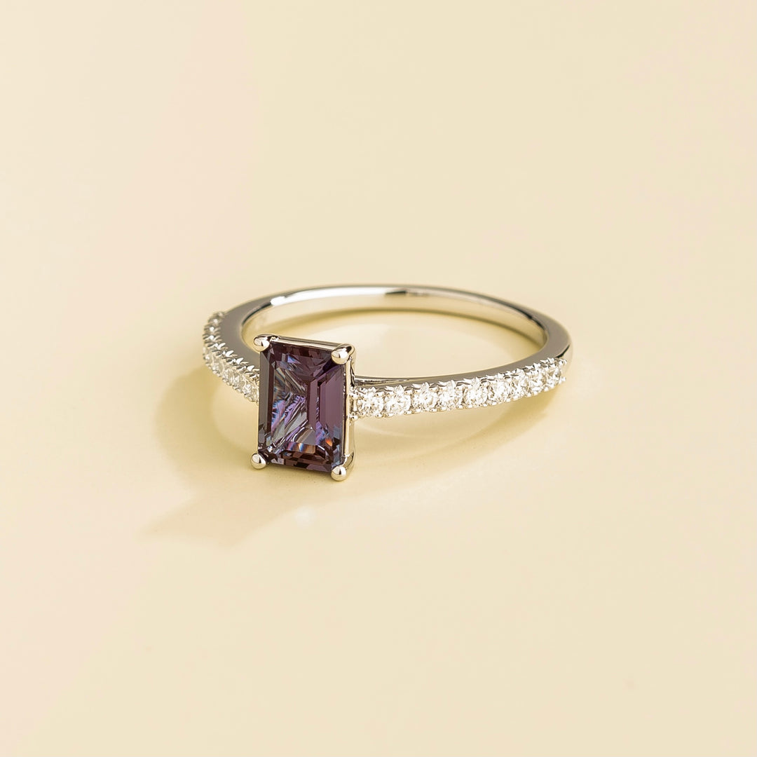 Thamani White Gold Ring In Alexandrite Sapphire & Diamond