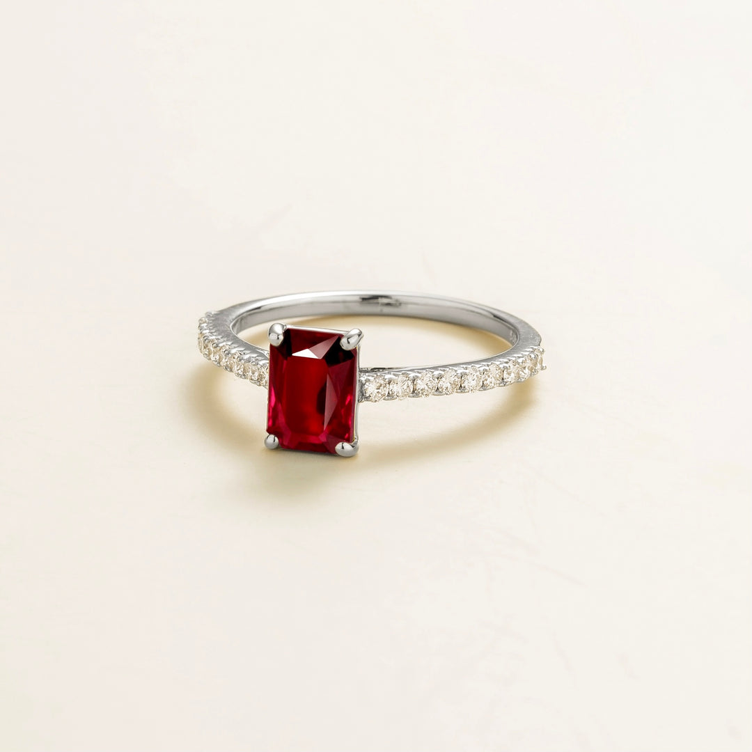 Thamani White Gold Ring In Ruby & Diamond