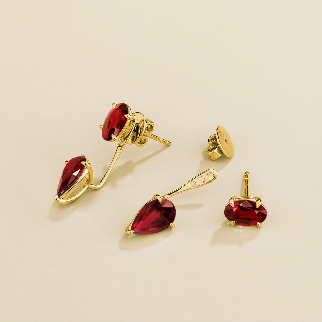 Juli gold earrings set with Ruby