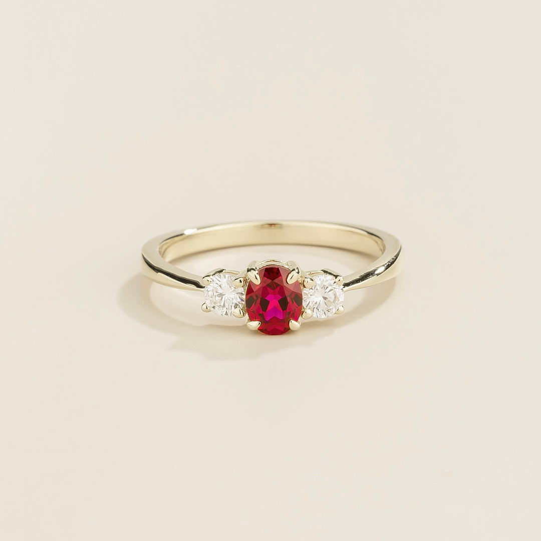 Boble white gold ring set with Ruby and Diamonds