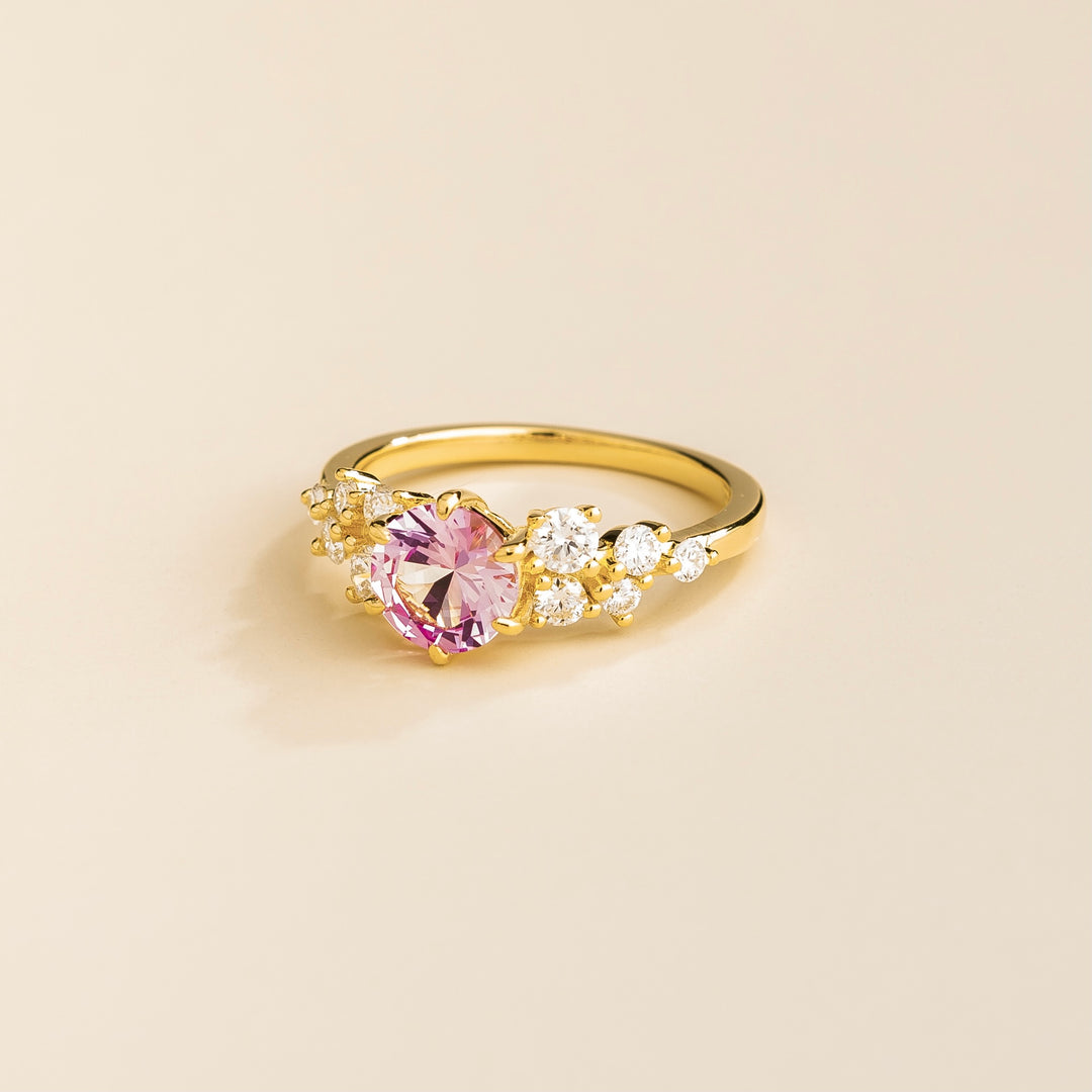 Floret Gold Ring in Pink Sapphire & Diamonds