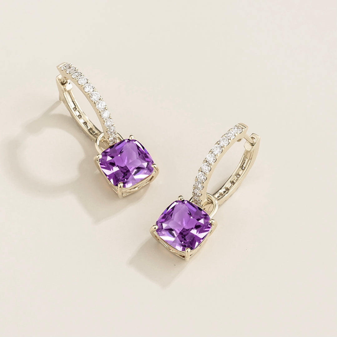 Oreol White Gold Earrings Set With Purple Sapphire & Diamond