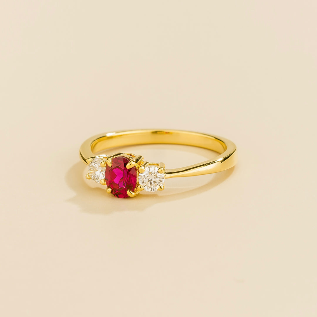 Boble gold ring set with Ruby and Diamonds