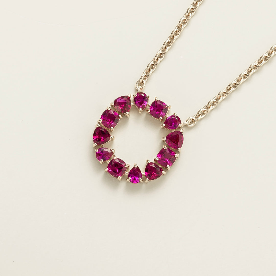 Glorie White Gold Necklace Set With Ruby