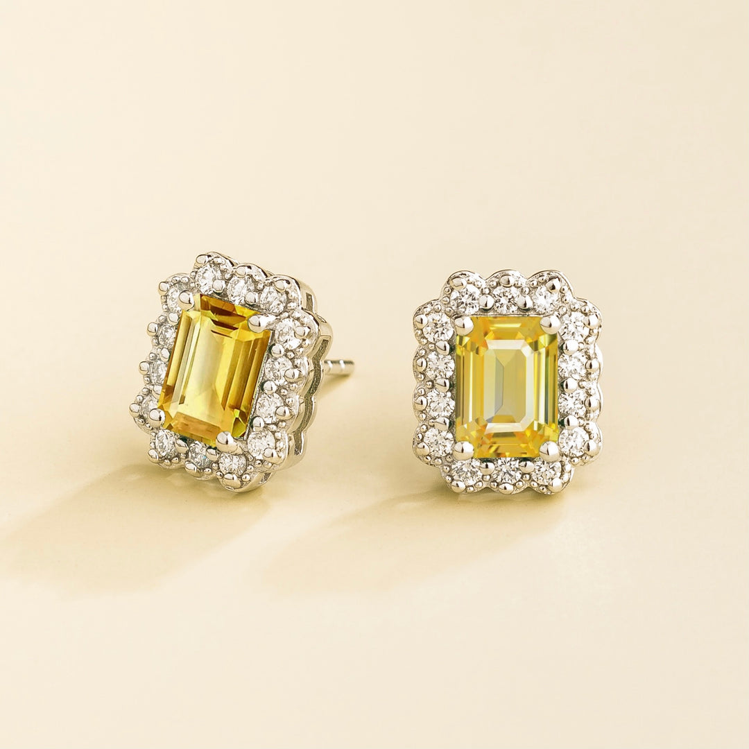 Verda White Gold Earrings Yellow sapphire & Diamond