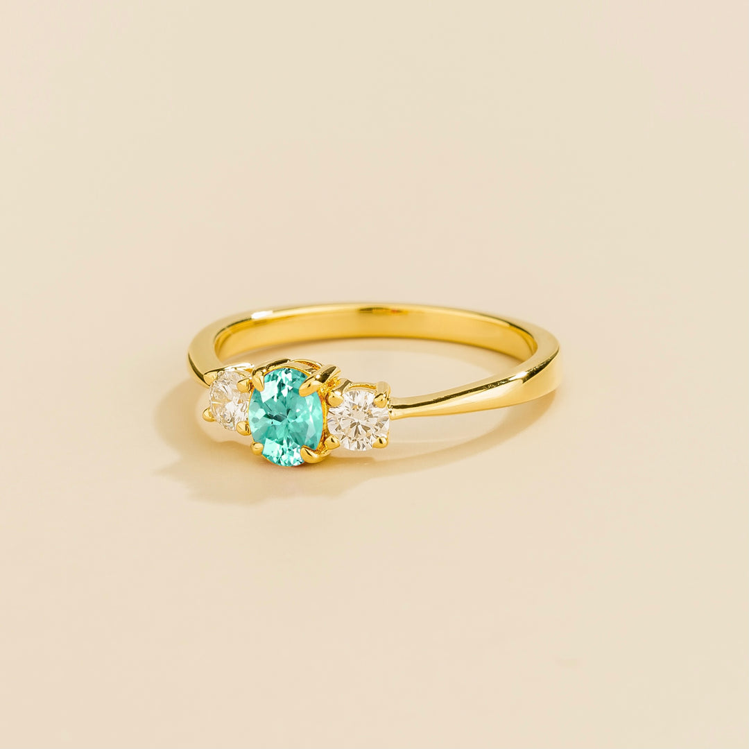 Boble gold ring set with Paraiba sapphire and Diamonds