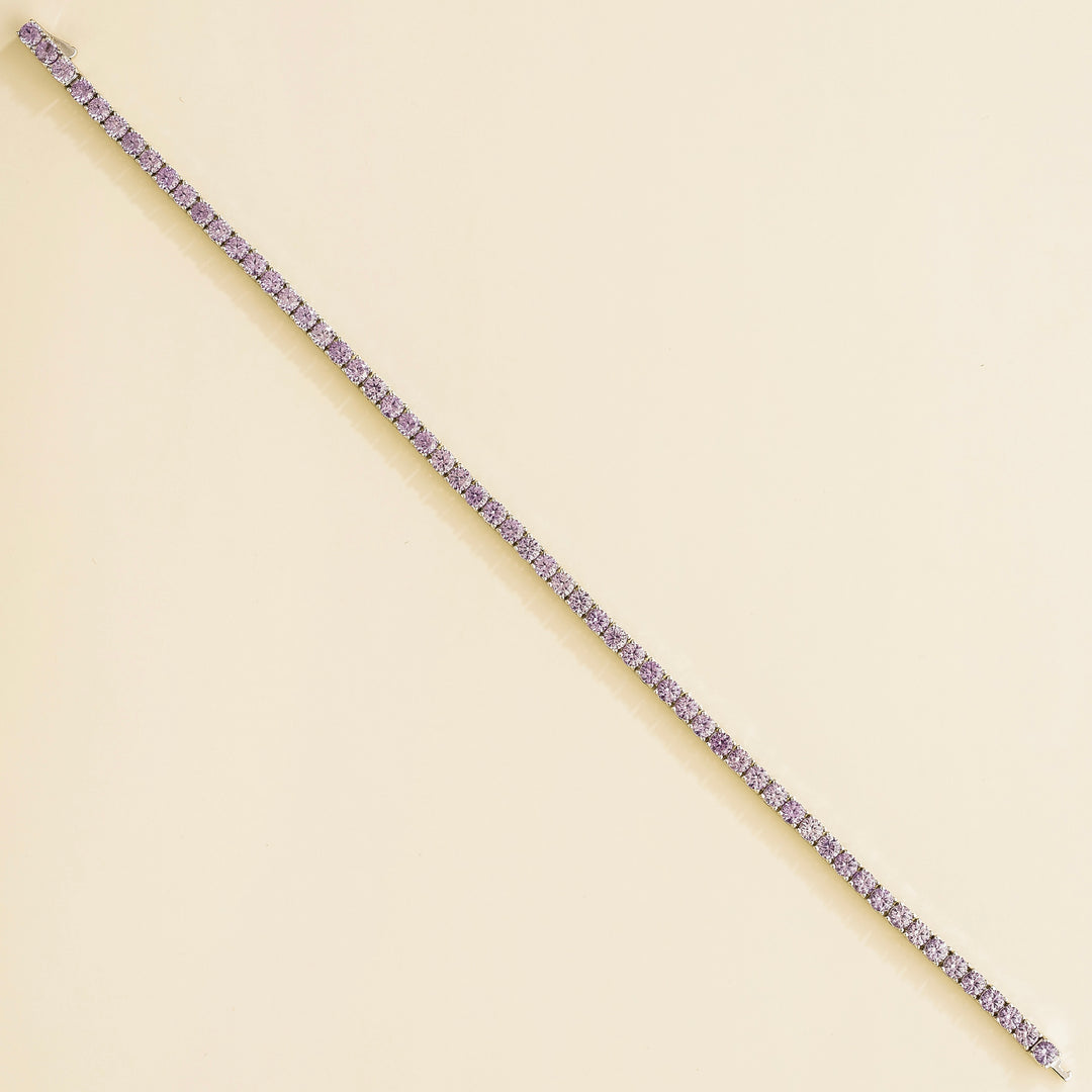 Ciclo White Gold Tennis Bracelet Set With Purple Sapphire