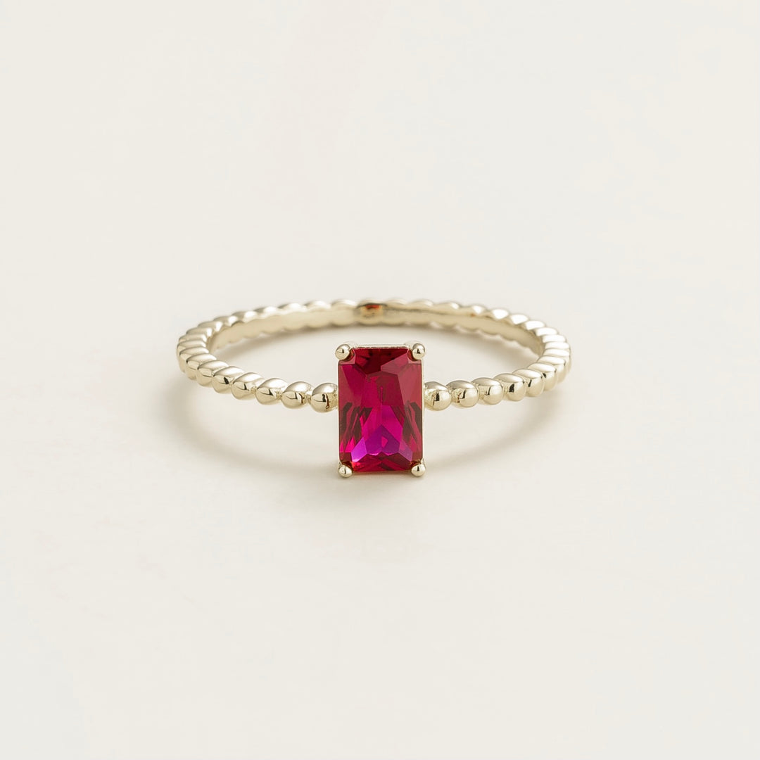 Buchon white gold ring set with Ruby