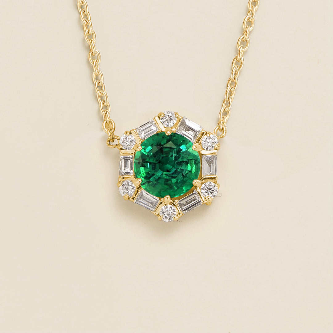 Melba Gold Necklace Set With Emerald & Diamond