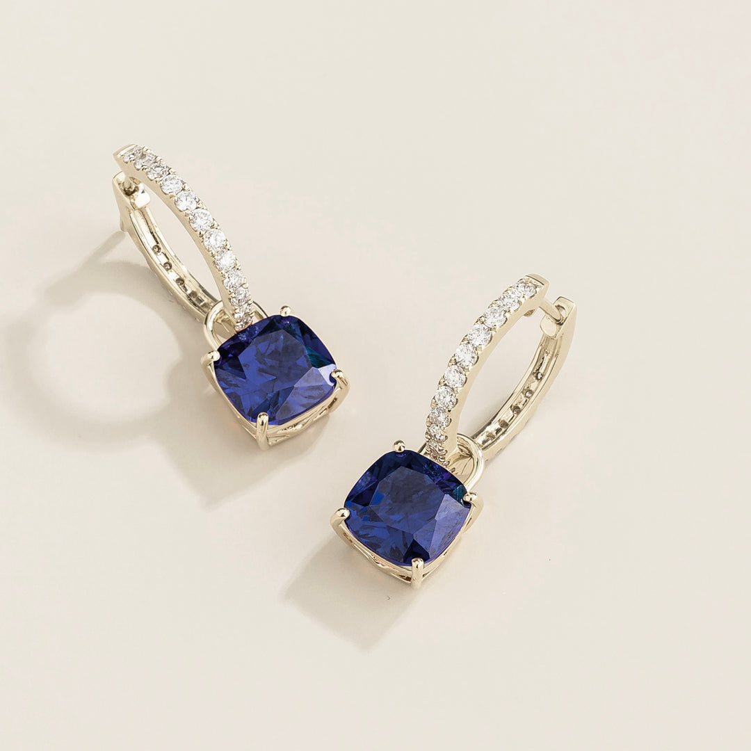 Oreol White Gold Earrings Set With Blue Sapphire & Diamond