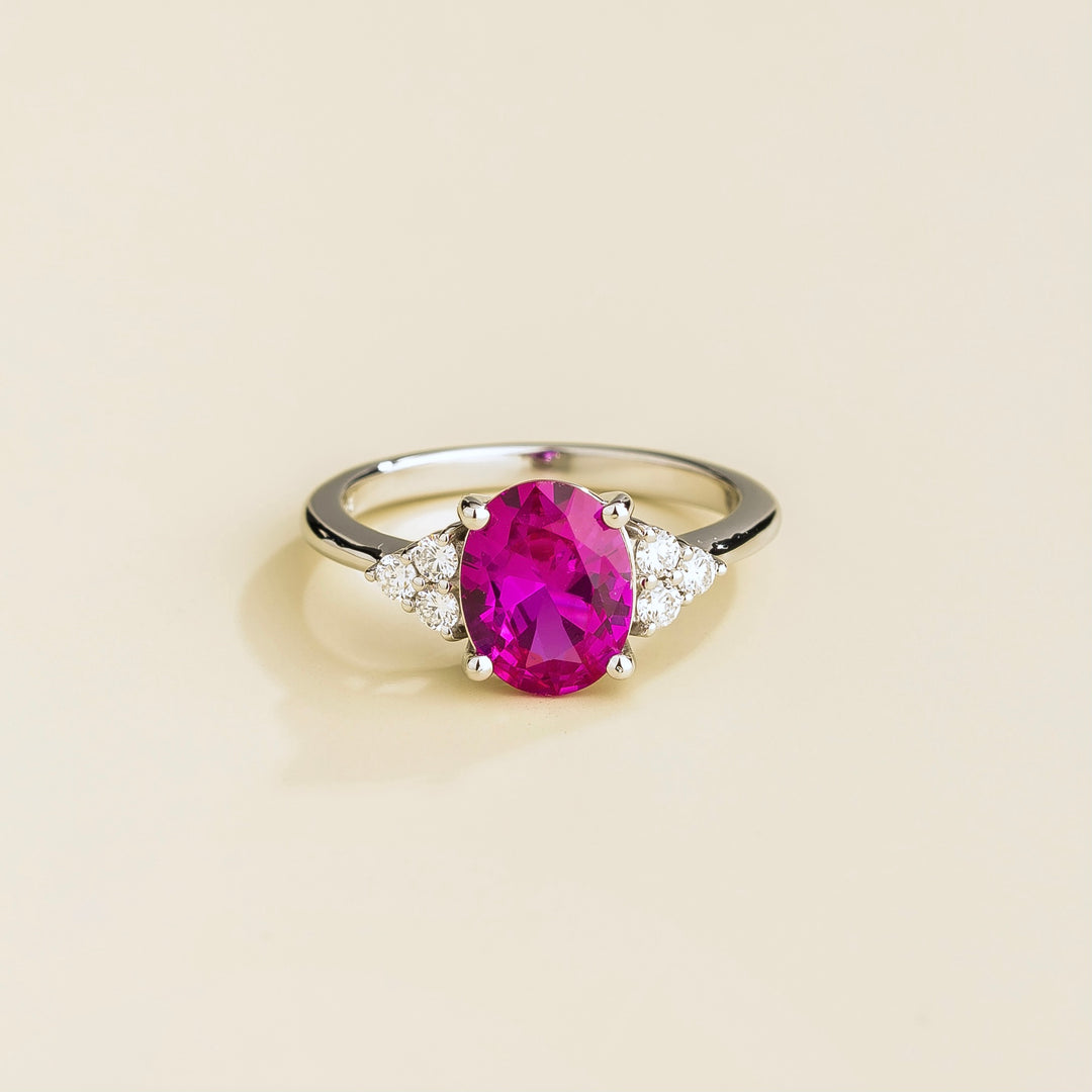 Ovo white gold ring Pink sapphire & Diamond