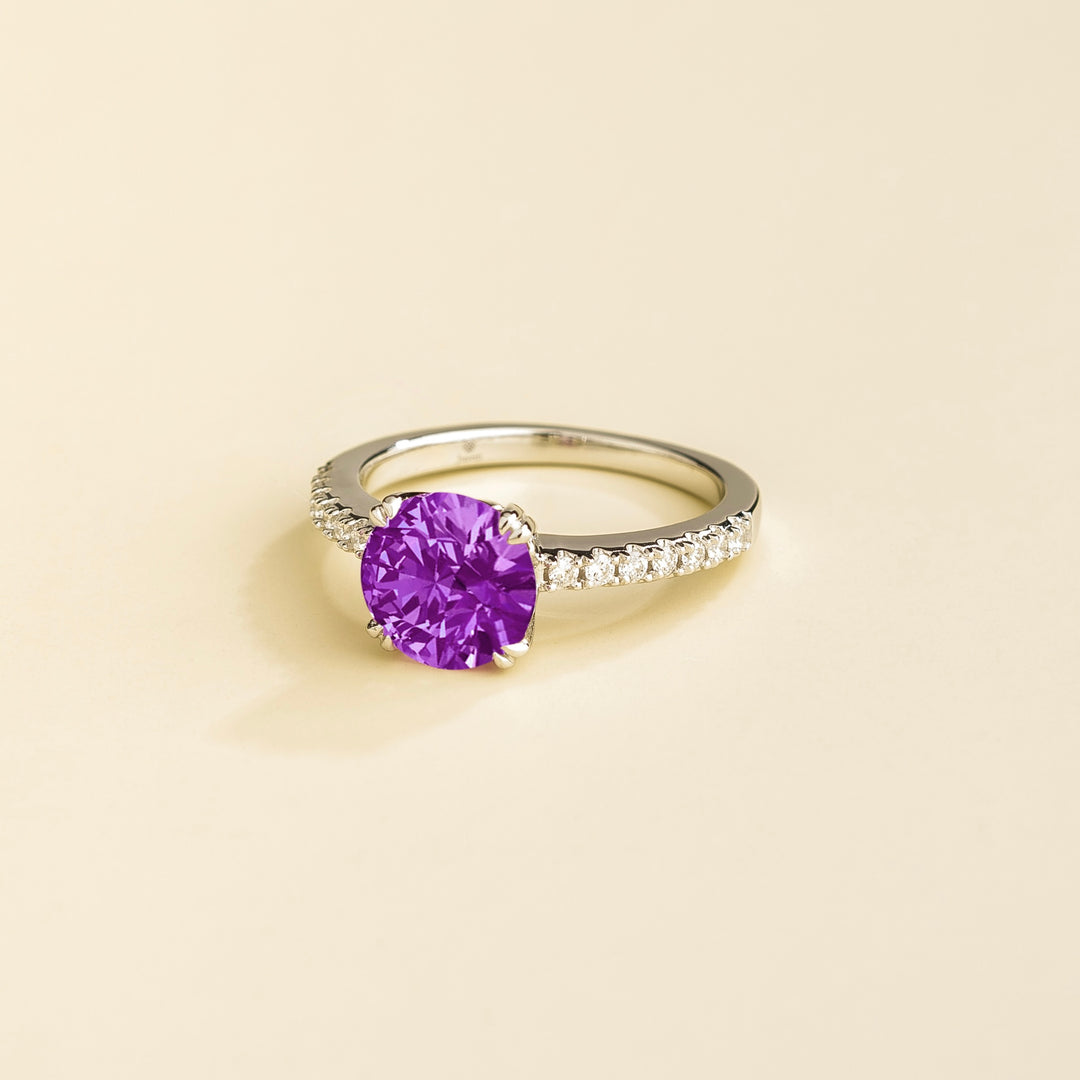 Solen white gold ring Purple sapphire & Diamond