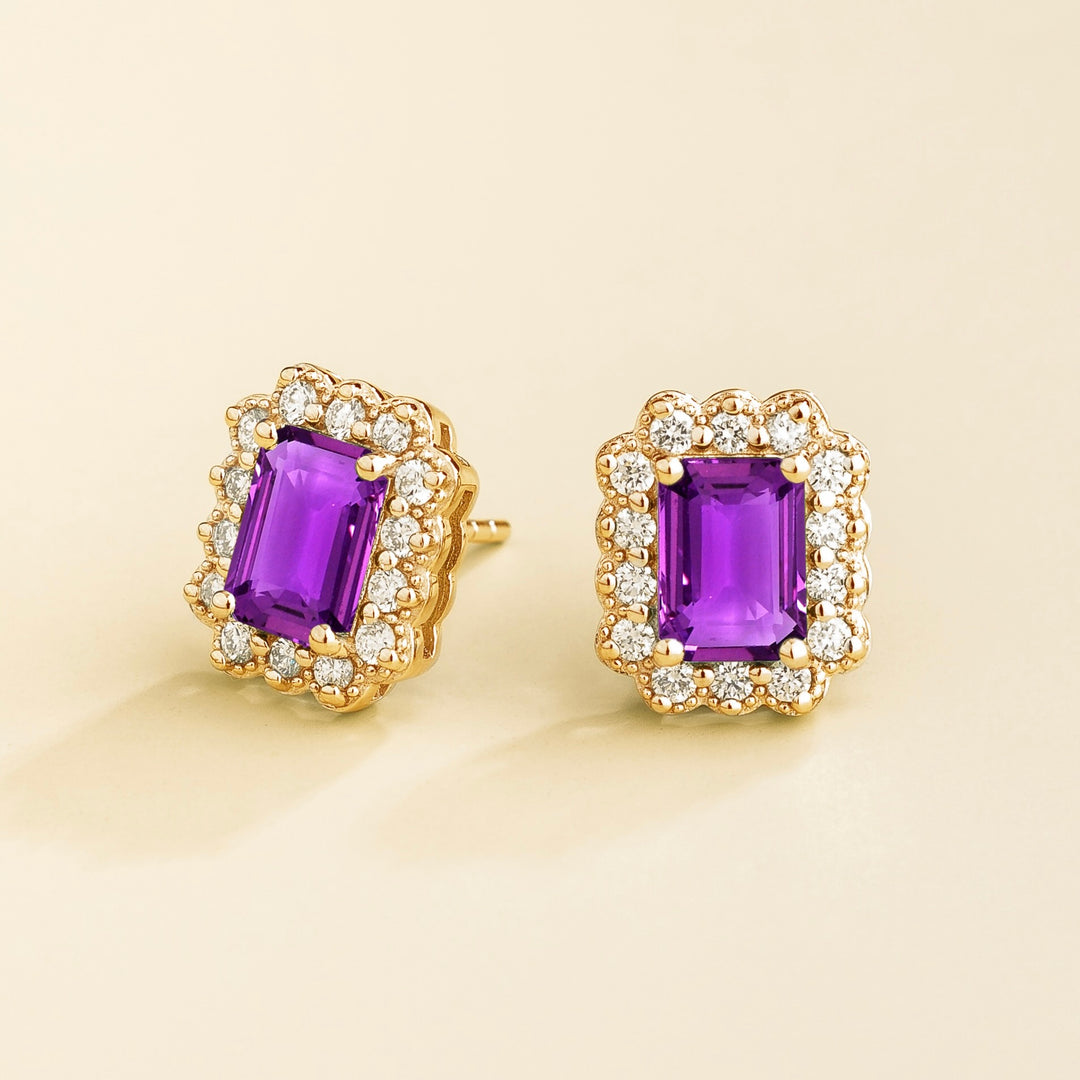 Verda Gold Earrings in Purple Sapphire & Diamond