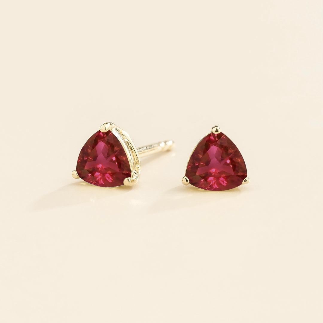 Trillion white gold earrings set with Ruby