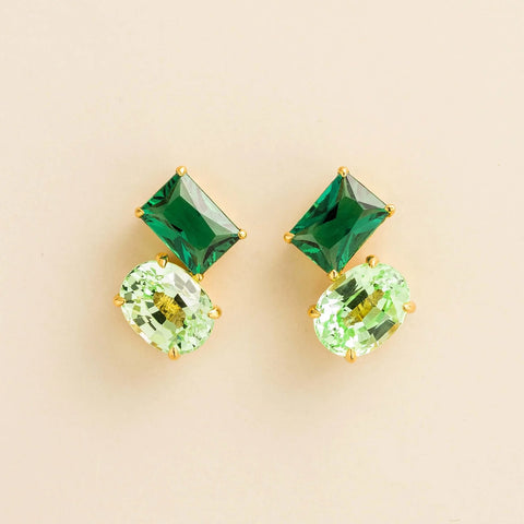 Emerald Earrings Juvetti Jewellery London Buchon Gold Earrings In Emerald and Green Sapphire